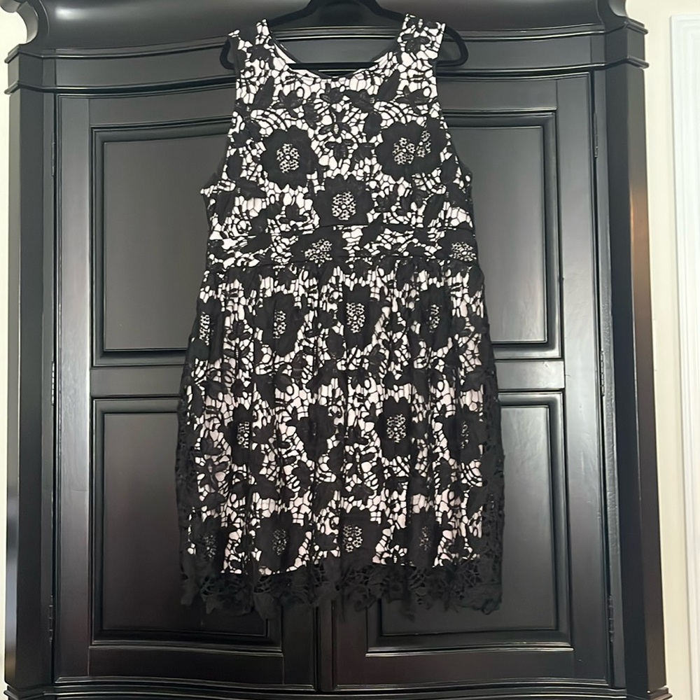 Ricki’s black lace with baby pink lining midi dress